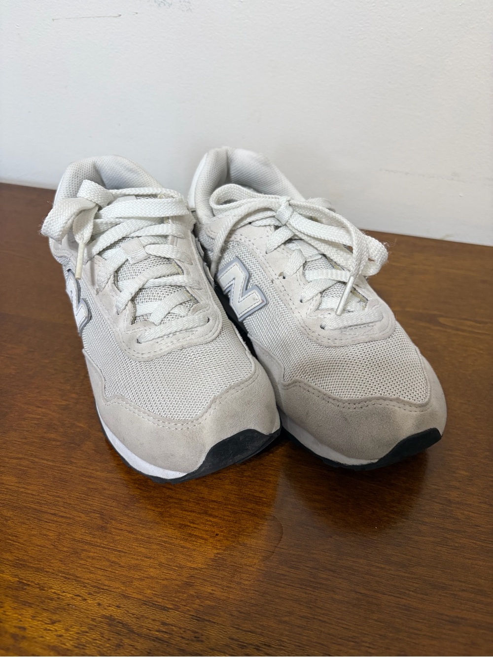 New Balance Kids Light Gray and White Sneakers